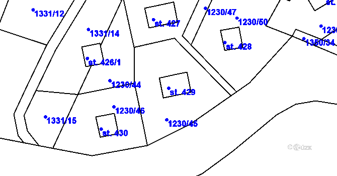 Parcela st. 429 v KÚ Jevišovice, Katastrální mapa