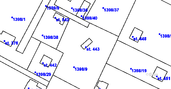 Parcela st. 443 v KÚ Jevišovice, Katastrální mapa