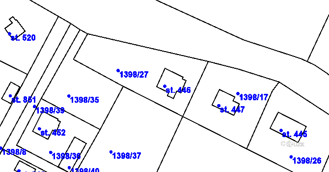 Parcela st. 446 v KÚ Jevišovice, Katastrální mapa