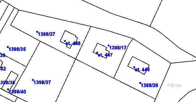 Parcela st. 447 v KÚ Jevišovice, Katastrální mapa