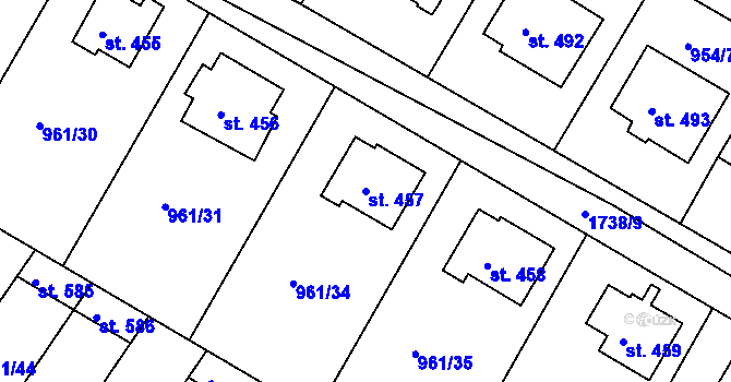 Parcela st. 457 v KÚ Jevišovice, Katastrální mapa