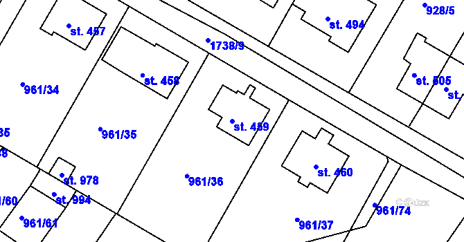 Parcela st. 459 v KÚ Jevišovice, Katastrální mapa