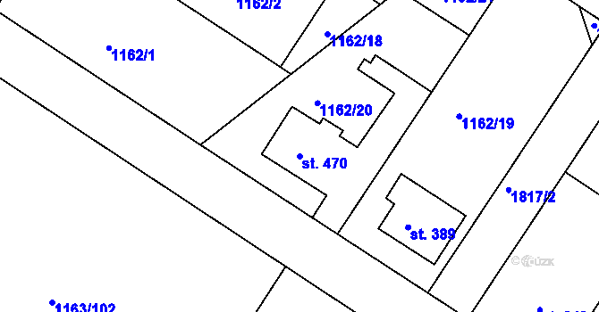 Parcela st. 470 v KÚ Jevišovice, Katastrální mapa