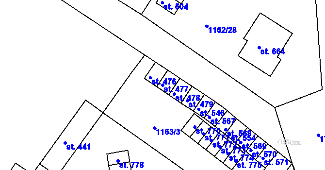 Parcela st. 477 v KÚ Jevišovice, Katastrální mapa