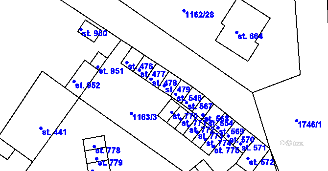 Parcela st. 479 v KÚ Jevišovice, Katastrální mapa