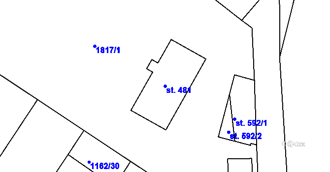 Parcela st. 481 v KÚ Jevišovice, Katastrální mapa