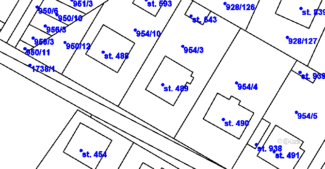 Parcela st. 489 v KÚ Jevišovice, Katastrální mapa