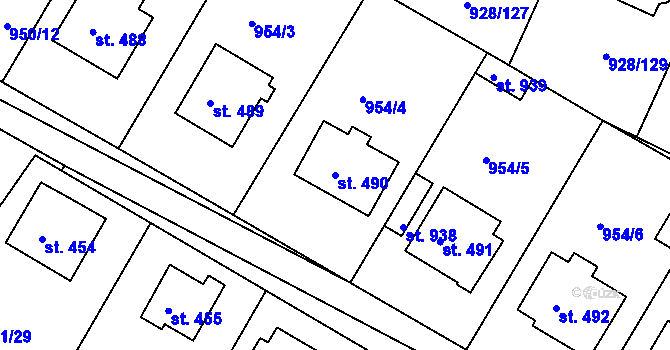 Parcela st. 490 v KÚ Jevišovice, Katastrální mapa