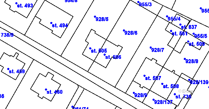 Parcela st. 506 v KÚ Jevišovice, Katastrální mapa