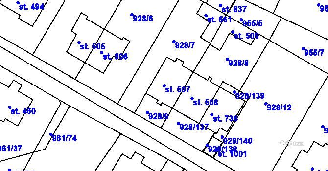 Parcela st. 507 v KÚ Jevišovice, Katastrální mapa