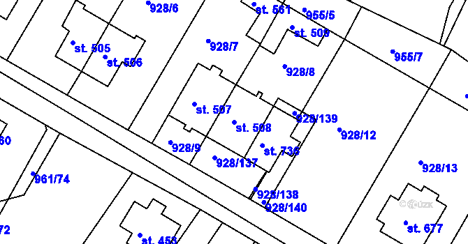 Parcela st. 508 v KÚ Jevišovice, Katastrální mapa