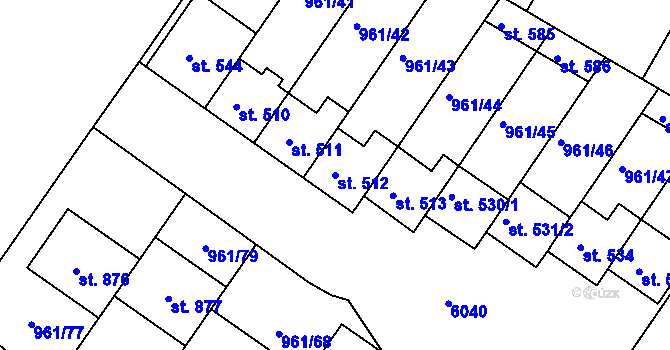 Parcela st. 512 v KÚ Jevišovice, Katastrální mapa