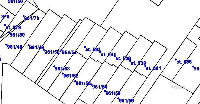 Parcela st. 541 v KÚ Jevišovice, Katastrální mapa