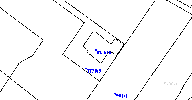 Parcela st. 548 v KÚ Jevišovice, Katastrální mapa