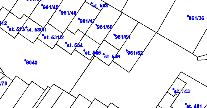 Parcela st. 549 v KÚ Jevišovice, Katastrální mapa