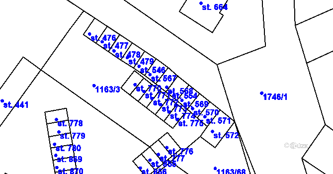 Parcela st. 568 v KÚ Jevišovice, Katastrální mapa