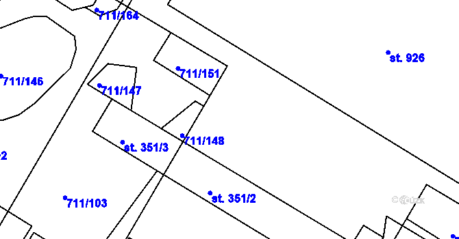 Parcela st. 711/104 v KÚ Jevišovice, Katastrální mapa