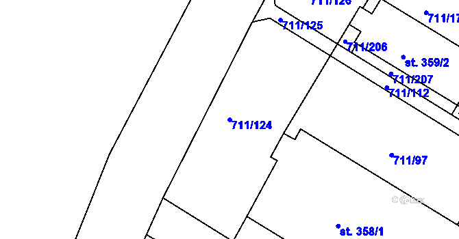Parcela st. 711/124 v KÚ Jevišovice, Katastrální mapa
