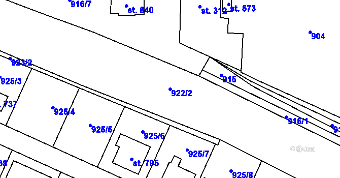 Parcela st. 922/2 v KÚ Jevišovice, Katastrální mapa