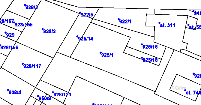 Parcela st. 925/1 v KÚ Jevišovice, Katastrální mapa