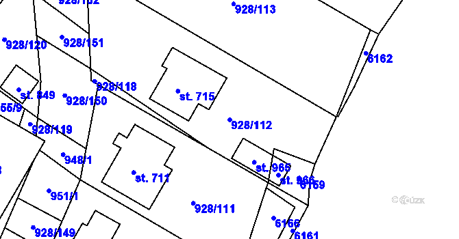 Parcela st. 928/112 v KÚ Jevišovice, Katastrální mapa