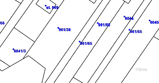 Parcela st. 961/65 v KÚ Jevišovice, Katastrální mapa