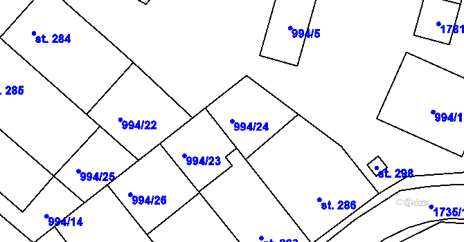 Parcela st. 994/24 v KÚ Jevišovice, Katastrální mapa
