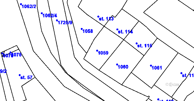 Parcela st. 1059 v KÚ Jevišovice, Katastrální mapa