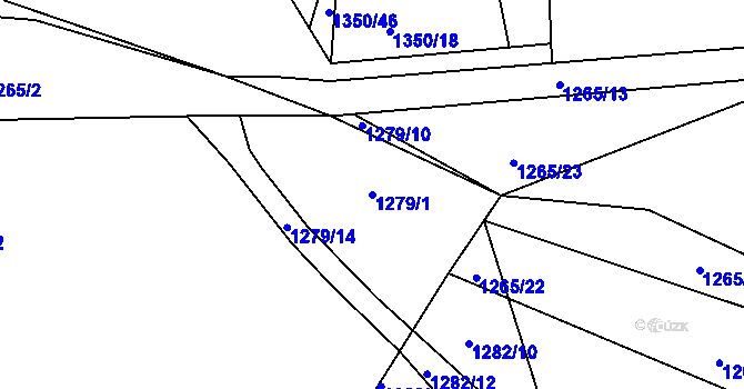 Parcela st. 1279/1 v KÚ Jevišovice, Katastrální mapa