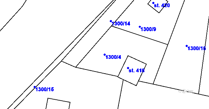 Parcela st. 1300/4 v KÚ Jevišovice, Katastrální mapa