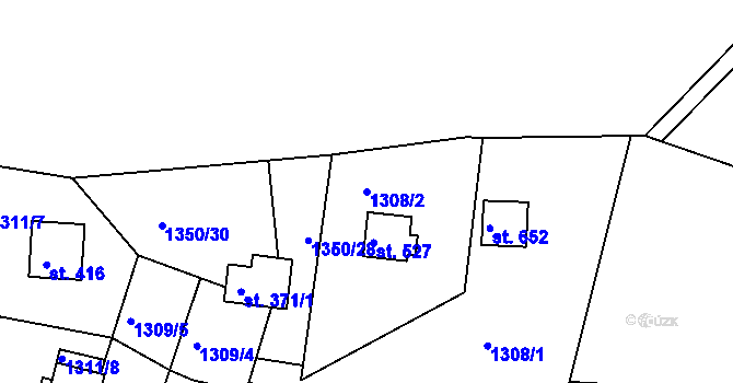 Parcela st. 1308/2 v KÚ Jevišovice, Katastrální mapa