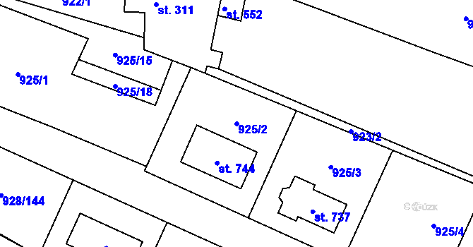 Parcela st. 925/2 v KÚ Jevišovice, Katastrální mapa