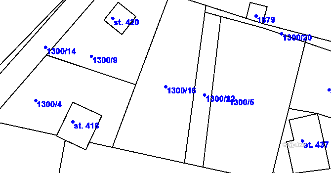 Parcela st. 1300/16 v KÚ Jevišovice, Katastrální mapa