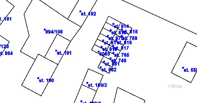 Parcela st. 6080 v KÚ Jevišovice, Katastrální mapa