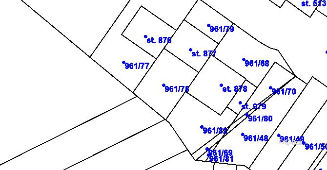 Parcela st. 961/78 v KÚ Jevišovice, Katastrální mapa