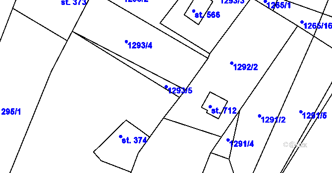 Parcela st. 1293/5 v KÚ Jevišovice, Katastrální mapa