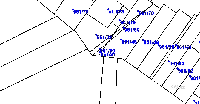 Parcela st. 961/81 v KÚ Jevišovice, Katastrální mapa