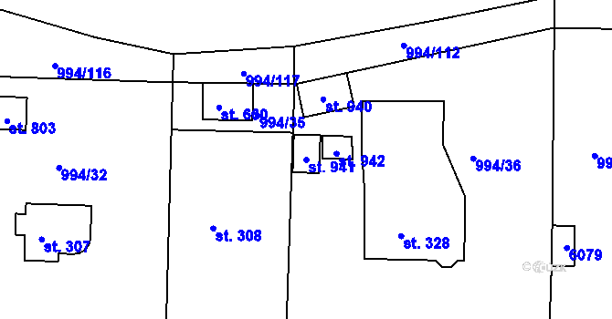 Parcela st. 941 v KÚ Jevišovice, Katastrální mapa