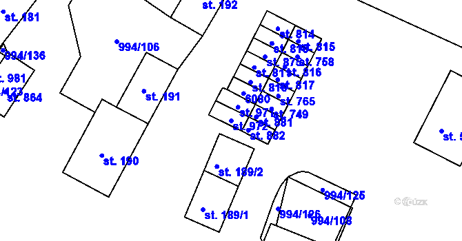 Parcela st. 972 v KÚ Jevišovice, Katastrální mapa