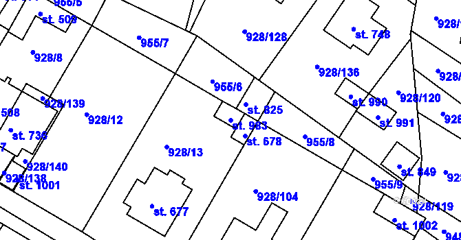 Parcela st. 983 v KÚ Jevišovice, Katastrální mapa