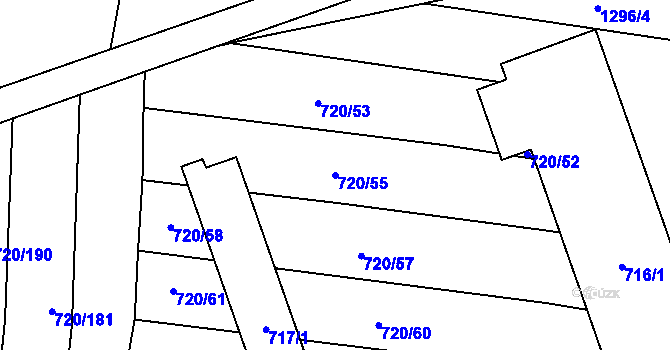 Parcela st. 720/55 v KÚ Jevišovka, Katastrální mapa