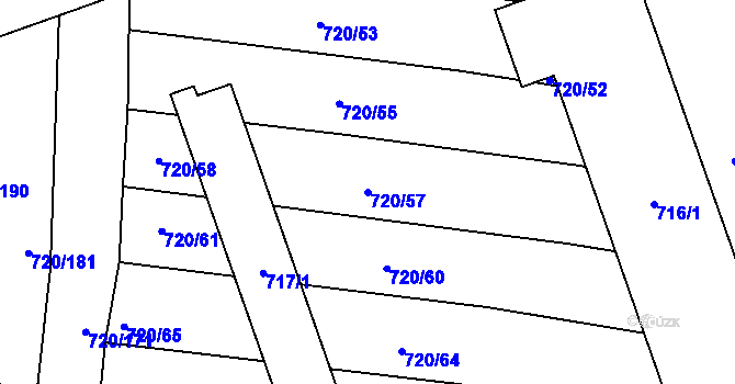 Parcela st. 720/57 v KÚ Jevišovka, Katastrální mapa