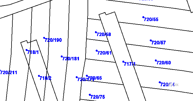Parcela st. 720/61 v KÚ Jevišovka, Katastrální mapa