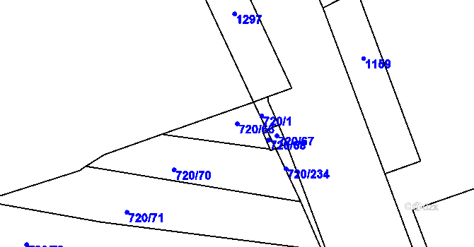 Parcela st. 720/66 v KÚ Jevišovka, Katastrální mapa