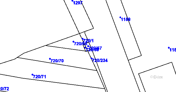 Parcela st. 720/67 v KÚ Jevišovka, Katastrální mapa