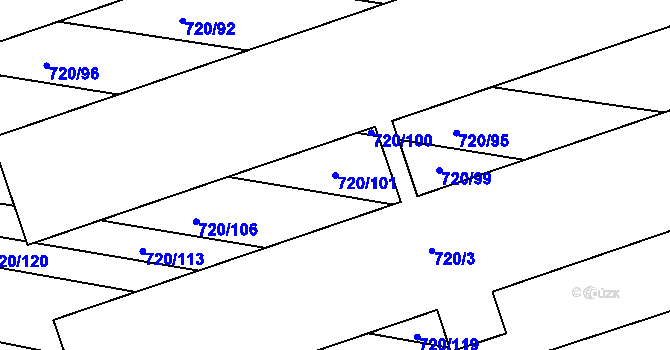 Parcela st. 720/101 v KÚ Jevišovka, Katastrální mapa