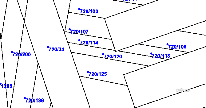 Parcela st. 720/120 v KÚ Jevišovka, Katastrální mapa
