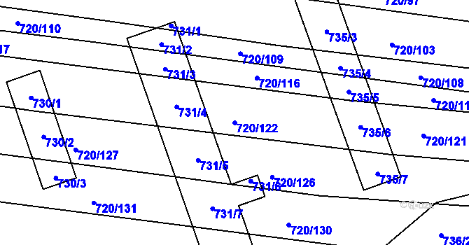 Parcela st. 720/122 v KÚ Jevišovka, Katastrální mapa