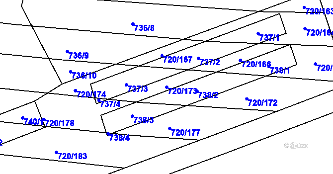 Parcela st. 720/173 v KÚ Jevišovka, Katastrální mapa