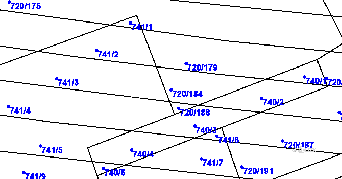 Parcela st. 720/184 v KÚ Jevišovka, Katastrální mapa